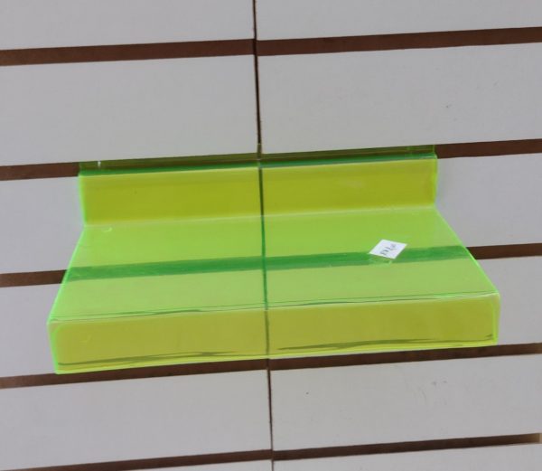 Bandeja p/painel, p/calçado, ADULTO, 12x23cm, com porta etiqueta, AMARELO LIMÃO.