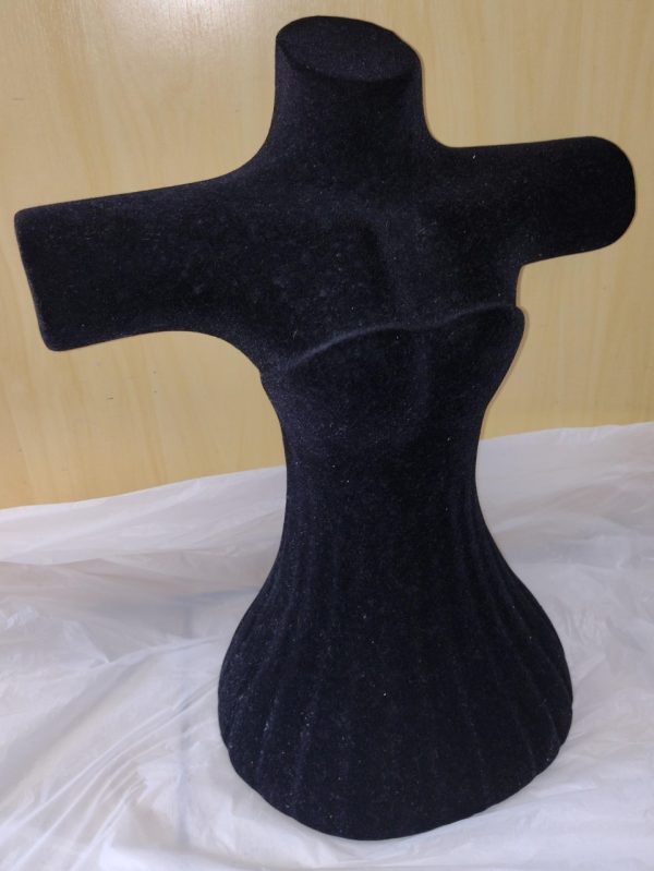 Busto bailarina, flocado, p/colar, alt.40cm ,preto, CV.