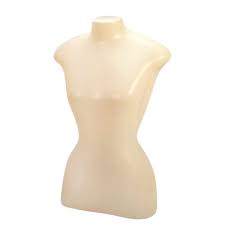 Manequim busto feminino, plastico, bege/branco.
