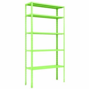 Estante de aço, c/6 prateleiras 27cm x 92cm, altura 198cm, verde ou amarela.