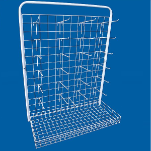 Expositor c/1 cesta c/25 ganchos, 60x80cm, branco/preto, AT.