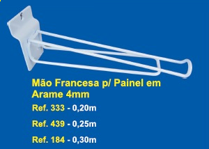 Mão francesa p/painel, branco, 20/25/30cm.
