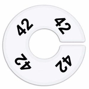 Marcador/separador,  p/arara, letras/numeros, branco/transparente.