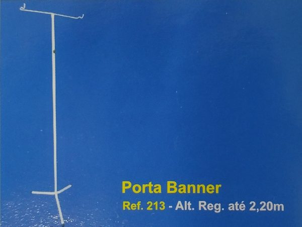 Porta banner, branco/preto, altura regulavel.