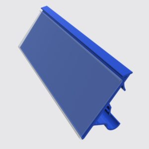 Perfil porta preço p/prateleira de gondola, azul, 90cm.