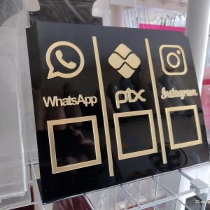 Placa PIX... em acrilico, preto c/dourado, 25x21cm, CV.