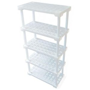 Estante em plastico, reforçado, branca/preta/branca leitosa, 41x81x168cm(com 5 prateleiras).
